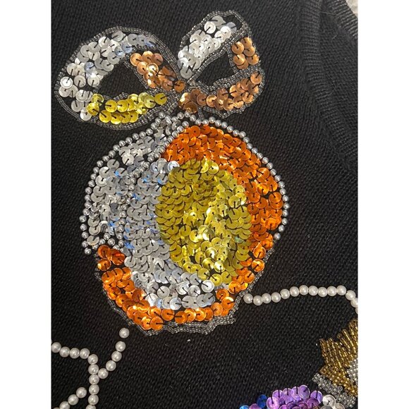 Jacque & KoKo Black Sequin Ornament Sweater Womens Plus Size 26/28 Vintage - Picture 8 of 16